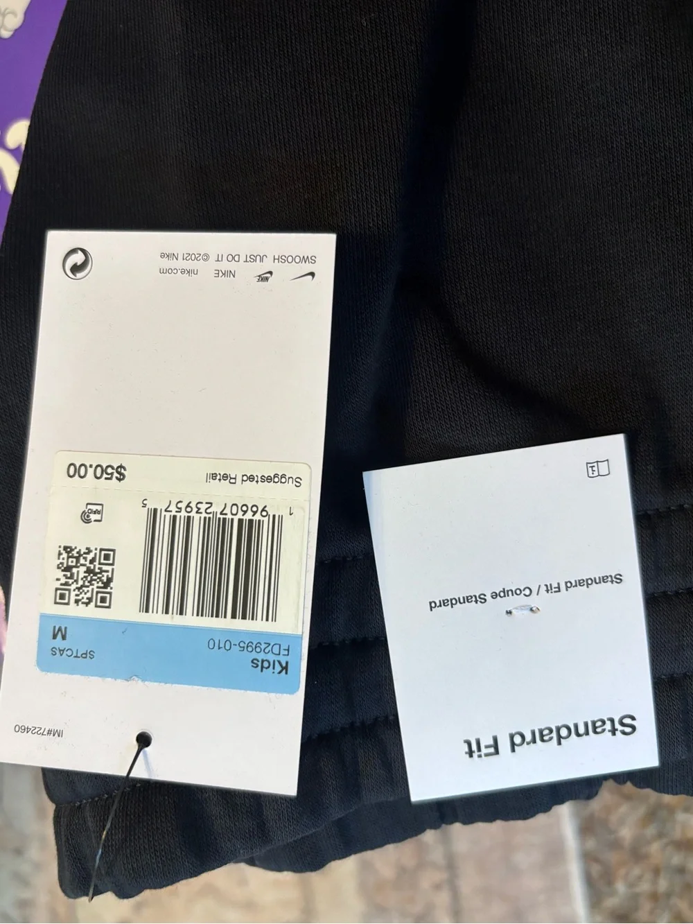 Nike Kids' Black White Fleece Joggers